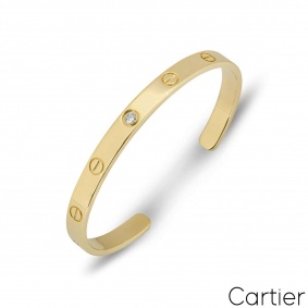 Cartier Yellow Gold Diamond Cuff Love Bracelet Size 18 B6029818
